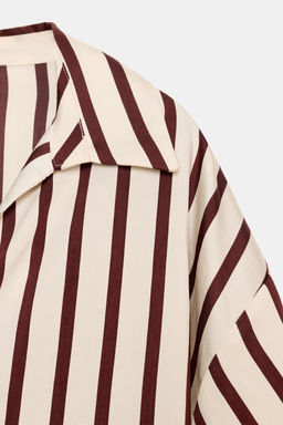 CAMISA RAYAS MANGA ABULLONADA / Crudo / Granate - Zara фото 8