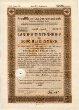 Облигация 4,5% 5000 марок 1940 года Германия