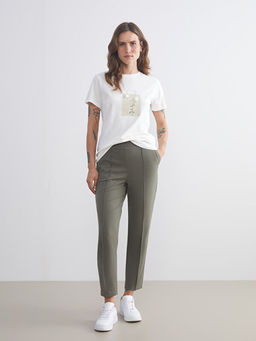 Bisiklet Yaka ?i?ekli Kad?n Ti??rt