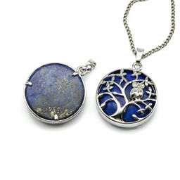 Кулон Дерево двухсторонний в металле с лазуритом 27*27мм