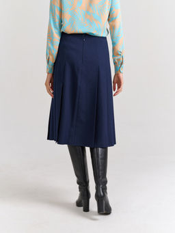 Расклешенная юбка со складками из костюмной ткани с добавлением шерсти