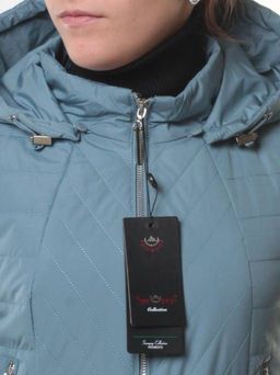 M-7036 GRAY/BLUE Куртка кашемировая женская (100 гр. синтепон) - Фабричный китай фото 4