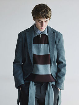 Polo Yaka ?izgili Erkek Triko Kazak