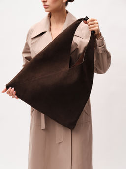 Замшевая сумка Luna DBR 31373 черный каштан фото 4