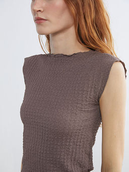 Bisiklet Yaka Dokulu Bluz