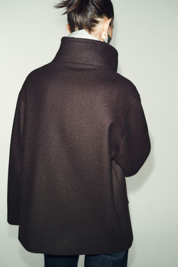 CROPPED WOOL COAT WITH HIGH NECK - Zara фото 6