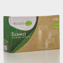 Банки для сыпучих BellaTenero Эко, набор 3 шт.: 350/800/1200 мл, с бамбуковой крышкой, стекло, прозрачные  фото 6