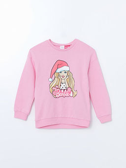 Bisiklet Yaka Barbie Bask?l? K?z ?ocuk Pijama Tak?m?