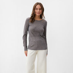 Лонгслив женский KAFTAN: Basic line, серо-фиолетовый, размер 40-42