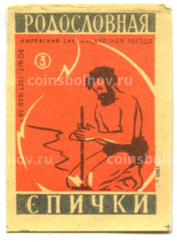 Этикетка спичечная Родословная спички № 3 фабрика Красная звезда