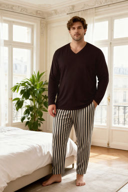Antrasit Regular Cizgili Orme Buyuk Beden Pijama Tak?m? TMNAW26AI00002 - Trendyolmilla фото 4