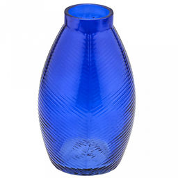 Ваза для цветов стеклянная "Матильда" 1,5л, д13см, h21см, малая, текстурная, "Скандик", сапфировый (Россия)