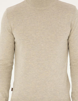 Kum Melanj Slim Fit Yar_m Bal_k__ Yaka Basic Triko Kazak
