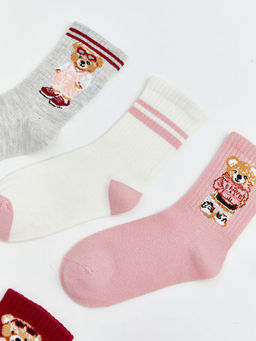 Ay? Teddy Desenli K?z ?ocuk Soket ?orap 5li