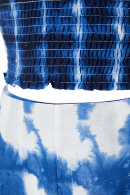 Soyut Desenli Dokuma %100 Pamuklu Bluz Pantolon Plaj Tak?m TBESS24AU00013