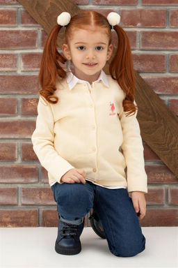 Кремовый трикотажный кардиган для девочки - U.s. polo assn фото 6