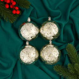 Ёлочные игрушки Винтаж, шары новогодние, d=8 см, набор 4 шт., серебро