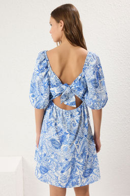 TRENDYOLMILLA Cok Renkli Cicekli Skater/Belden Ac?lan S?rt Detayl? Mini Dokuma Elbise TWOSS22EL1107 фото 4