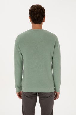 Erkek Comfort Fit Bisiklet Yaka Ye_il Melanj Basic Kazak - U.s. polo assn фото 5