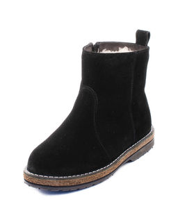Ботинки женские на войлочной подошве, черные,замша, молния.