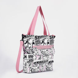 Шопер на молнии, наружный карман, цвет белый/розовый - Simaland фото 3