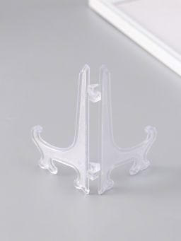 Цена за 2 шт. Подставка для тарелки декоративной d=13-16 см, пластик, 12.5 см, прозрачная, набор 5 шт.