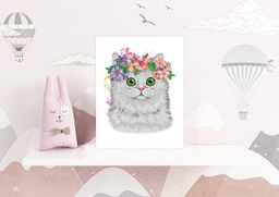 Кристальная (алмазная) мозаика ФРЕЯ ALPD-021 на подрамнике Кот в веночке 30 х 40 см