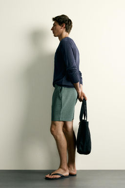 BERMUDA REGULAR FIT SEERSUCKER CONFORT / Verde - Zara фото 4