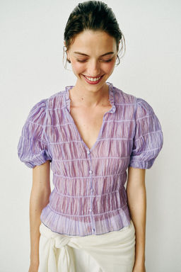 BLUSA NIDO DE ABEJA / Lila claro - Zara фото 2