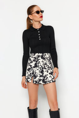 Ekru Merserize Gorunumlu Polo Yaka Fitilli Triko Kazak TWOAW21KZ0773 - Trendyolmilla фото 13