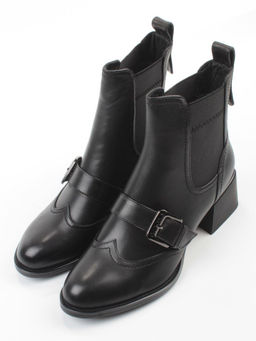 01-J4B-9A BLACK Ботинки "Челси" демисезонные женские (натуральная кожа, байка)