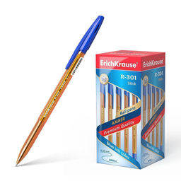 Ручка шариковая ErichKrause Original Stick R-301 синяя 0,7 мм, шестигранный корпус, грип, ...