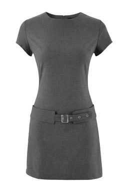 Limited Edition Antrasit Kemerli K?sa / Mini Dokuma Elbise TWOSS26EL00057