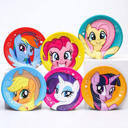 Цена за 10 шт. Тарелка одноразовая бумажная «С Днем Рождения!», 18 см, My Little Pony