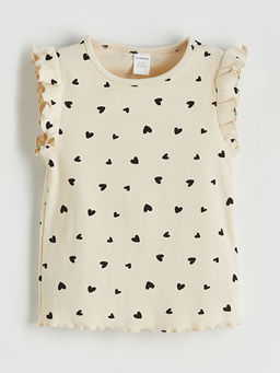 Kalp Bask?l? K?z ?ocuk Bluz ve Tayt