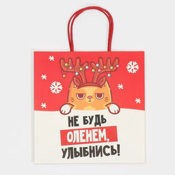 Пакет подарочный Не будь оленем, 22 22 11 см - Дарите счастье фото 5