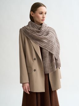 Большой, двусторонний однотонный палантин из жатого полотна вареный хлопок. - Tantino фото 3