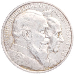 Монета 2 марки 1906 года Германия (Баден) 50 лет свадьбе Фридриха I и Луизы Прусской
