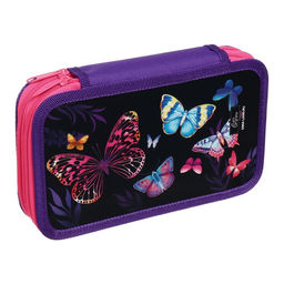 Пенал школьный, 2 секции, 12.5×20.5×4 см«Бабочки»