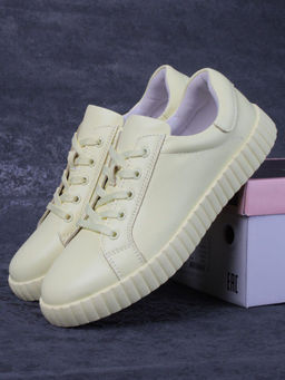 05-PDA175-2 YELLOW Кроссовки женские (натуральная кожа) - Фабричный китай фото 11