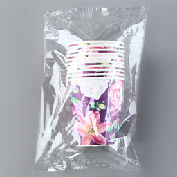 Цена за 10 шт. Стакан одноразовый бумажный "Цветы", 250 мл