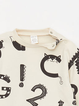 Bisiklet Yaka Bask?l? Uzun Kollu Erkek Bebek Sweatshirt ve Tayt 2li Tak?m - Waikiki фото 3