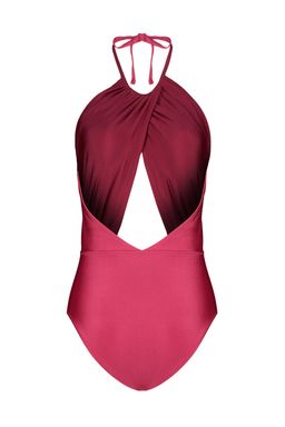 Bordo Halter Yaka Cut Out/Pencereli Normal Paca Mayo TBESS23MA00192