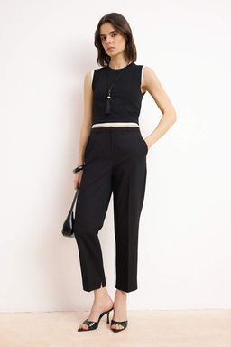 Siyah Premium Saten Yuzeyli Cigarette Kumas Pantolon TWOSS26PL00030