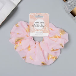 Цена за 2 шт. Резинка для волос «Орбита», стиль листья, 14 см, розовая