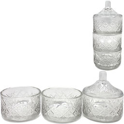 Цена за 2 шт. Ваза двухярусная для меда/икры h-11см, d-7см AMELIA FH-8