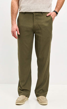 Брюки лен P511-0852 khaki