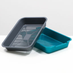 Туалет средний с сеткой 36×26×6.5 см, серый/бирюзовый