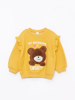 Bisiklet Yaka Uzun Kollu Nak?? Detayl? K?z Bebek Sweatshirt