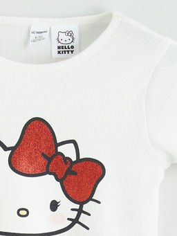 Bisiklet Yaka Hello Kitty Bask?l? K?z ?ocuk Ti??rt